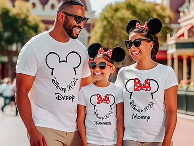 family with disney t-shirts