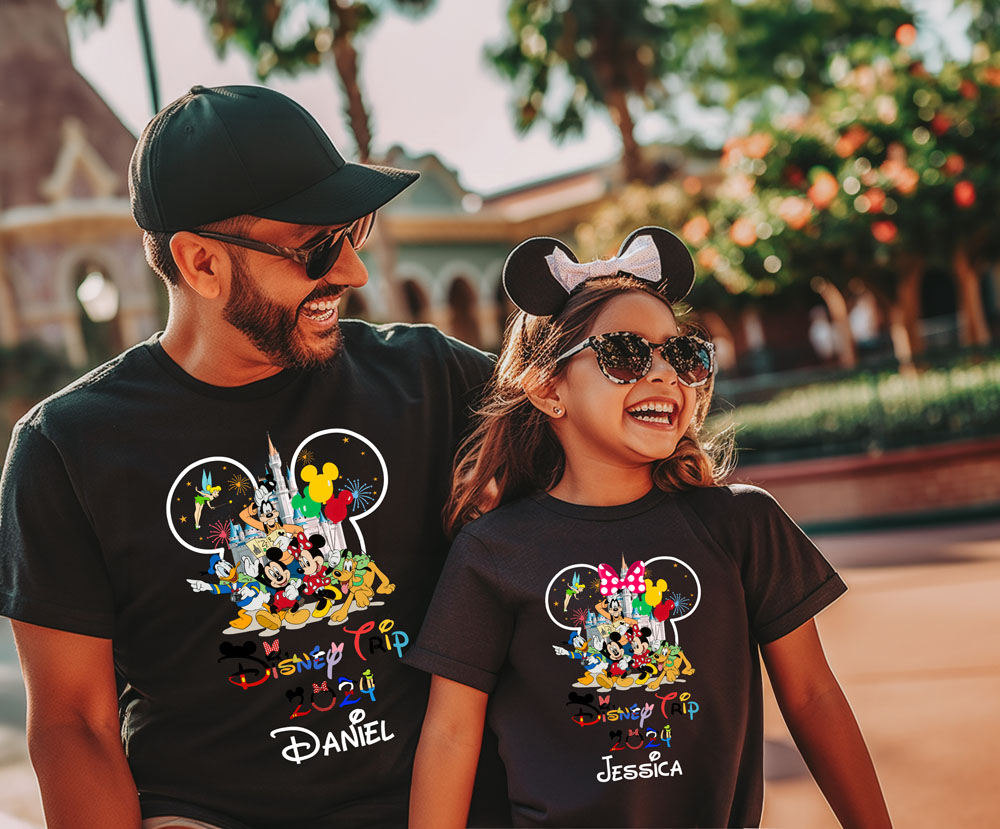 family with disney t-shirts