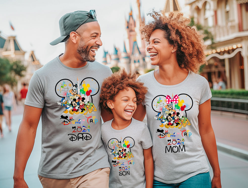 family with disney t-shirts