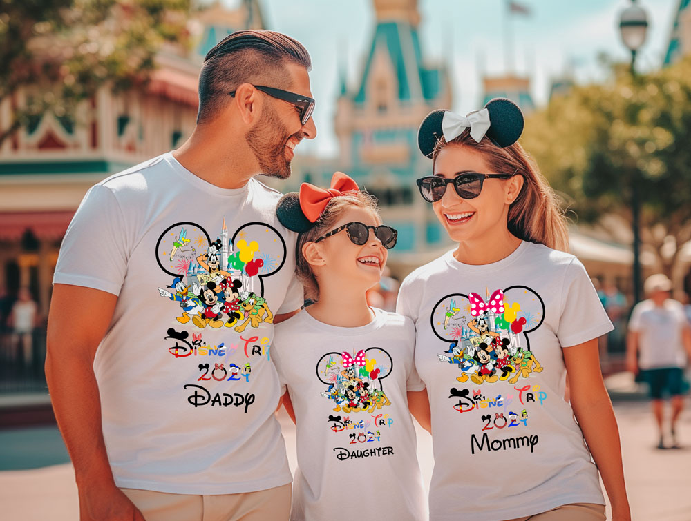 family with disney t-shirts